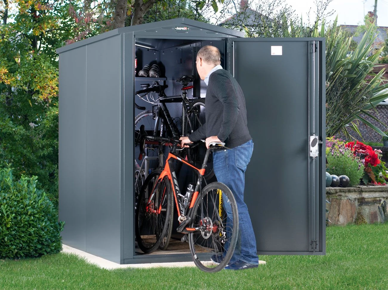 Asgard  3'x7' Sentry Heavy Duty Metal Bicycle Shed - with 3 Point Locking System & Bike Rack