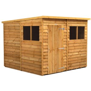 Power 8'x8' Overlap Timber Pent Shed (window or windowless) (single or double door)