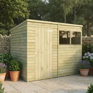 Mercia 8x6 Green Dipped Treatment Overlap Pent Timber Shed