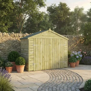 Mercia 3'x7' Overlap Timber Green Dipped Treatment Apex Bike Storage Shed