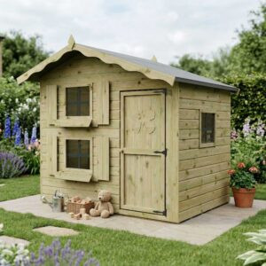 Mercia 7'x5' Double Storey Snowdrop Green Dipped Treatment Timber Playhouse