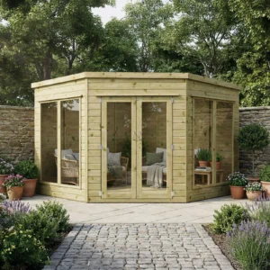 Mercia 9'x 9' Premium Green Dip Treatment Corner Summerhouse
