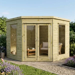 Mercia 8'x 8' Premium Green Dipped Treatment Corner Summerhouse