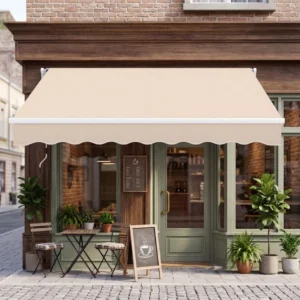 Protect 10'x8' Manual Retractable Awning with Crank Handle - Beige