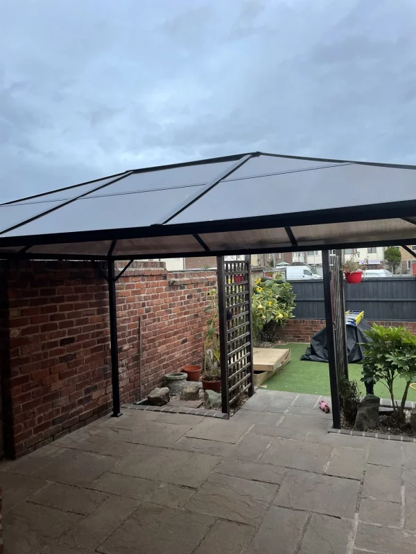 Glendale Peninsula Polycarbonate 4mx3m Garden Gazebo - Grey