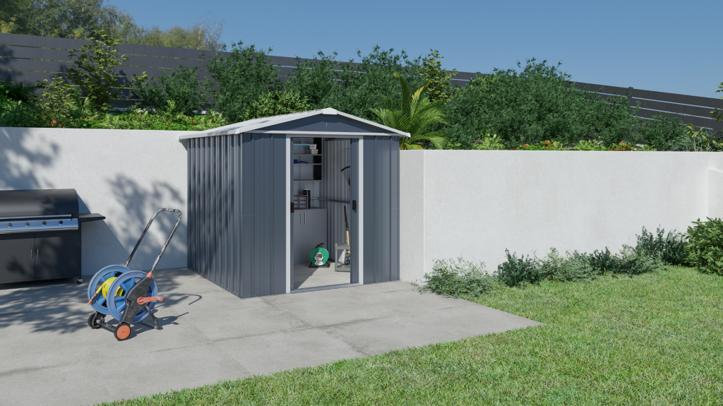 Yardmaster 6′ x 7′ Castleton Apex Metal Shed – Anthracite → ShedMaster ...
