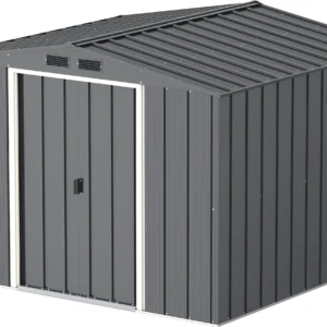 Duramax Eco 8x8 Metal Apex Garden Shed - Grey