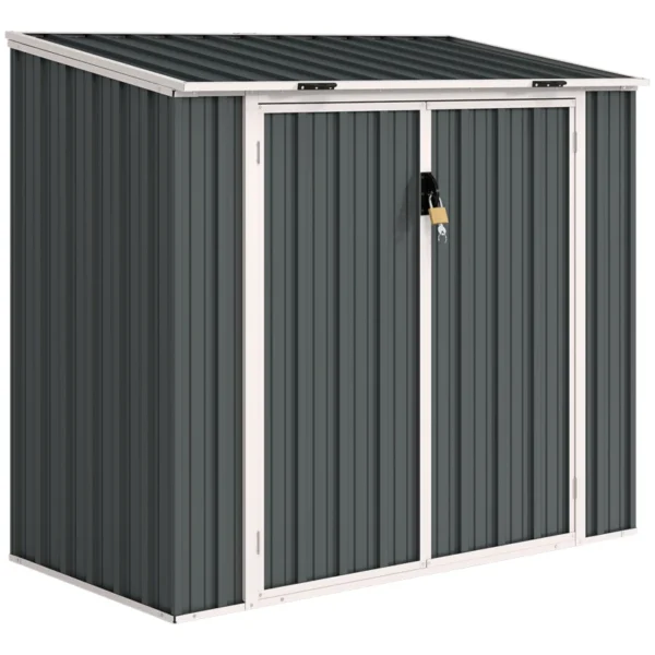 OutSunny 5x3 Double Metal Bin Store - Grey. - Image 8