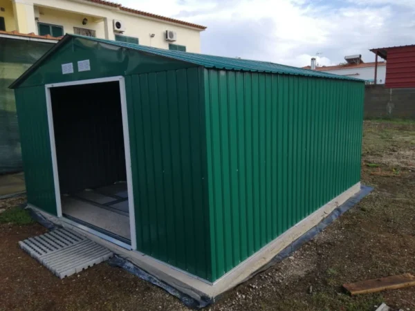 Outsunny 13ft x 11ft Metal Garden Shed with Foundation Grid -Green. - Image 10