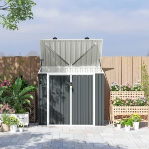 OutSunny 5x3 Double Metal Bin Store - Grey