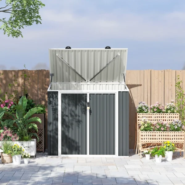 OutSunny 5x3 Double Metal Bin Store - Grey.