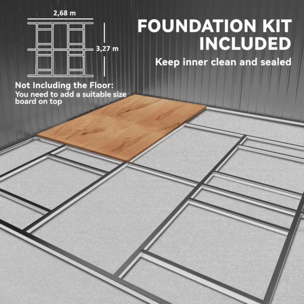 Outsunny 13ft x 11ft Metal Garden Shed with Foundation Grid -Grey - Image 17