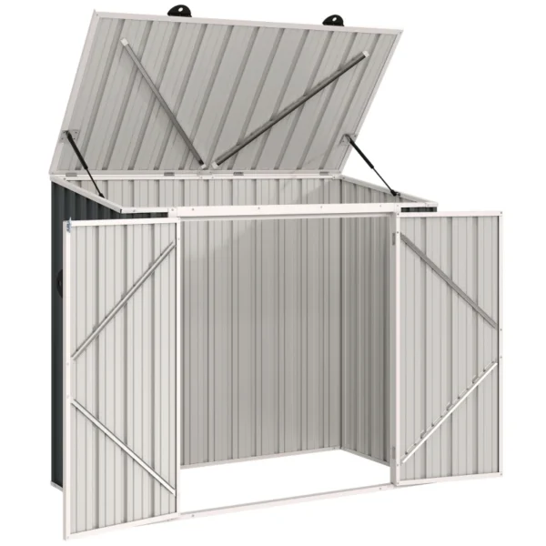 OutSunny 5x3 Double Metal Bin Store - Grey. - Image 9