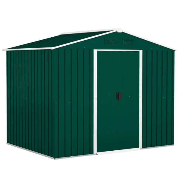 Outsunny 8ft x 6ft Metal Garden Shed - Green