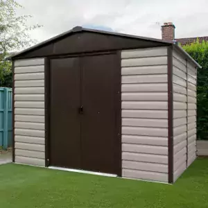 Yardmaster 8' x 6'6" Shiplap Apex Metal Shed - Brown