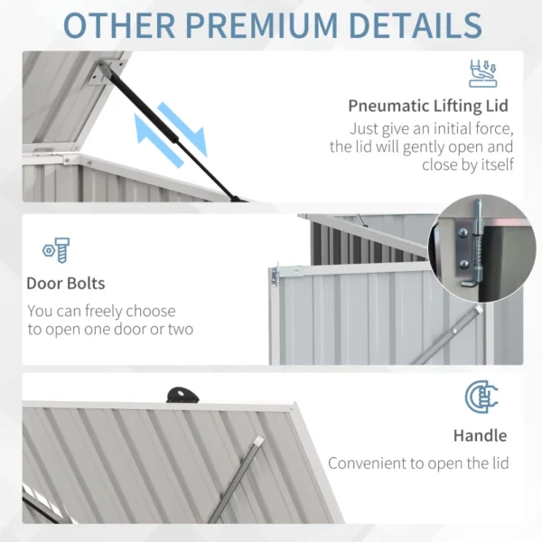 OutSunny 5x3 Double Metal Bin Store - Grey. - Image 3