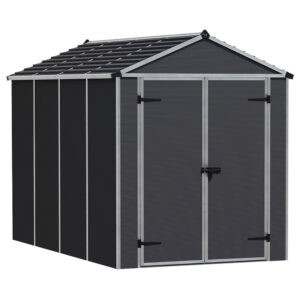 Palram 6x10 Canopia Rubicon Double Door Plastic Shed - Dark Grey