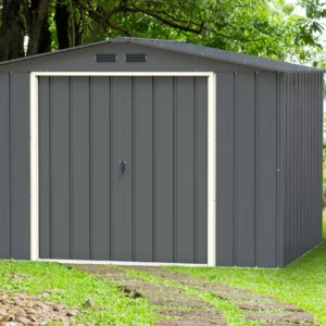 Duramax Eco 10x8 Metal Apex Garden Shed - Grey