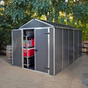 Palram 6x12 Canopia Rubicon Double Door Plastic Shed - Dark Grey