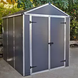 Palram 6x8 Canopia Rubicon Double Door Plastic Shed - Dark Grey
