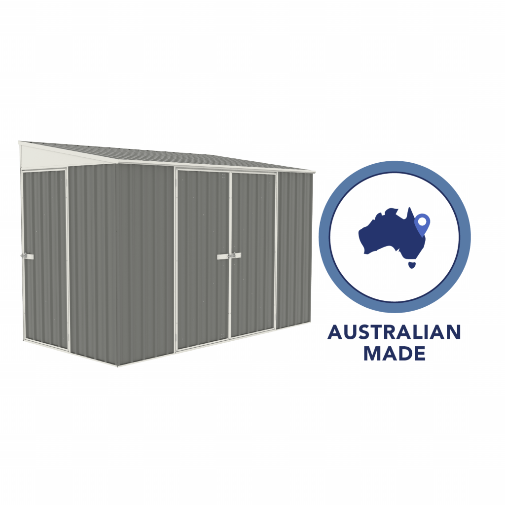 Absco 10’x5′ Metal Bicycle Shed Woodland Grey → ShedMaster UK Garden Sheds Garden