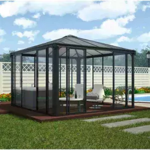 Palram - Ledro 10'x 10' 3000 Metal Enclosed Garden Gazebo