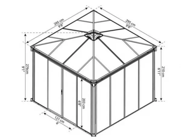 Palram - Ledro 10'x 10' 3000 Metal Enclosed Garden Gazebo