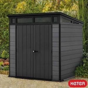 Keter 7'x 7' Cortina Heavy Duty Plastic Pent Shed - Dark Grey