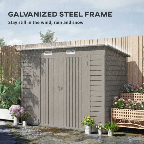 Outsunny 8'x4' Double Hinged Metal Pent Shed - Light Grey - Image 9