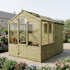 Mercia 8'x6' Traditional Green Dipped Treatment Apex Greenhouse Combi Shed (Expected into warehouse 05/04/2026)