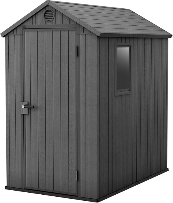 Keter 4'x6' Darwin Heavy Duty Plastic Garden Shed - Grey - Image 6