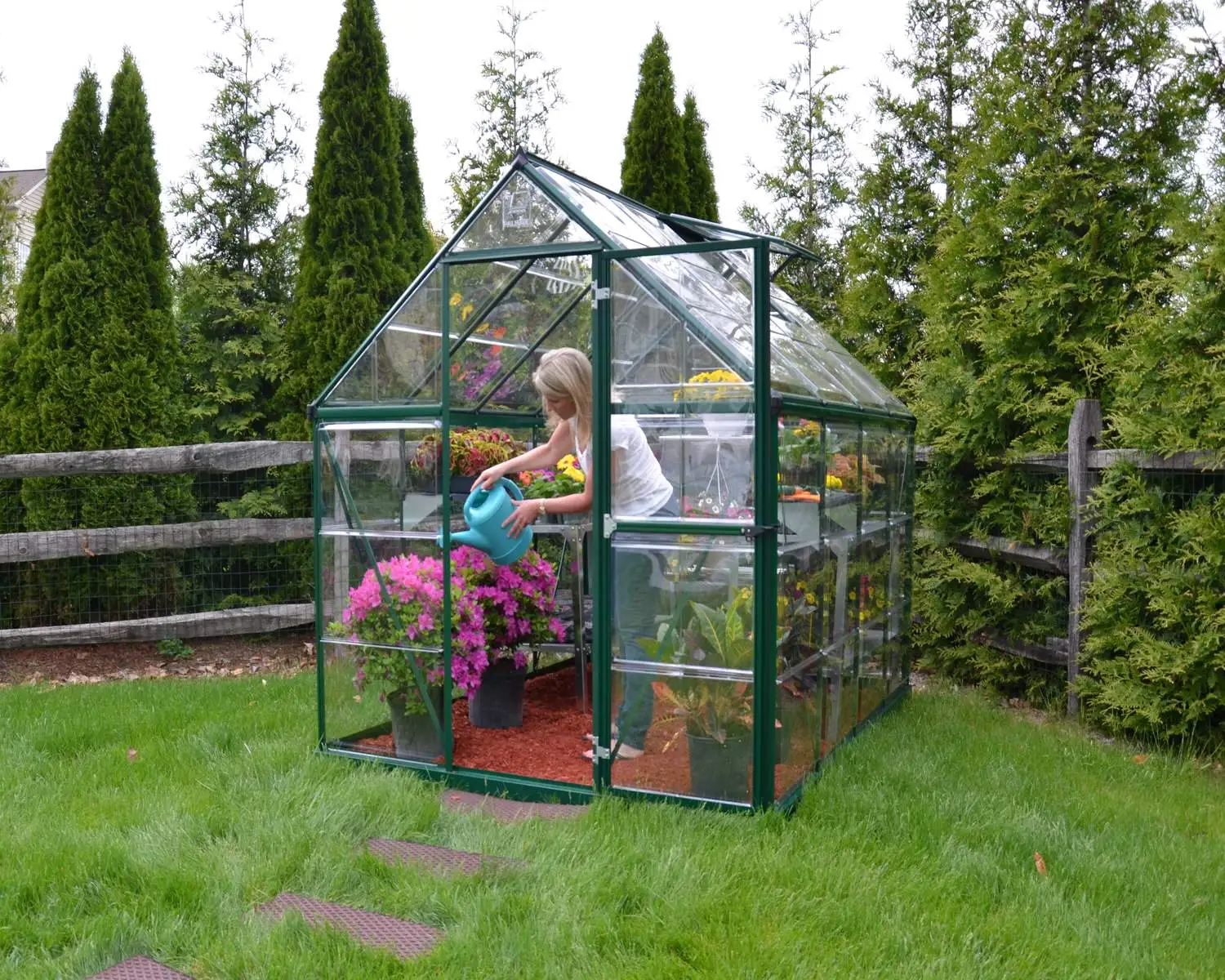 Palram 6x8 Harmony Greenhouse - Green (Clear Glazing) - Image 9