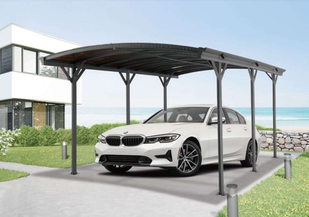 Kingston 10’x16′ Aluminium Curved Carport → ShedMaster UK Garden Sheds Garden Buildings