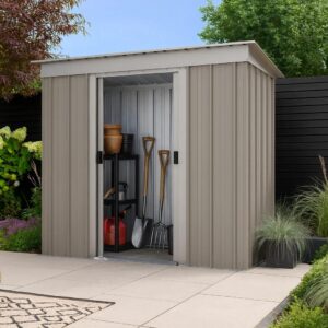 Yardmaster 6' x 4' Tall Pent Metal Shed - Stone Grey
