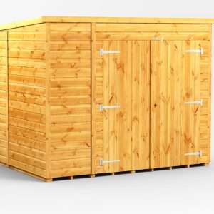 Power 8'x6' Tongue and Groove Timber Pent Storage Shed - Wide Double Doors