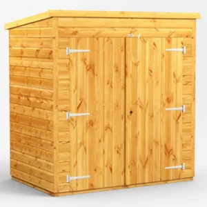 Power 6'x4' Tongue and Groove Timber Pent Storage Shed - Wide Double Doors