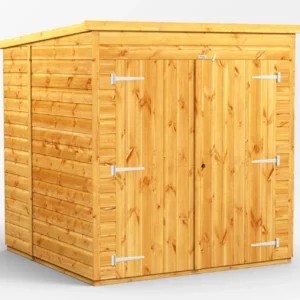 Power 6'x6' Tongue and Groove Timber Pent Storage Shed - Wide Double Doors