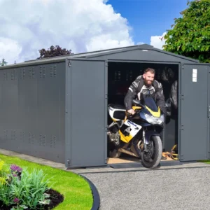 Asgard 7'x18' Motorcycle Storage Shed – with 5 Point Locking System