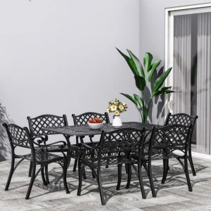 Living and Home Cast Aluminium Garden Bistro Furniture Set Table and Chair Set - Black (Expected Arrival Spring 2027)
