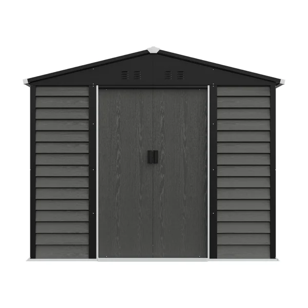 Living and Home 8'x6.5'  WoodField Metal Apex Shed with Foundation Grid - Grey - Image 4