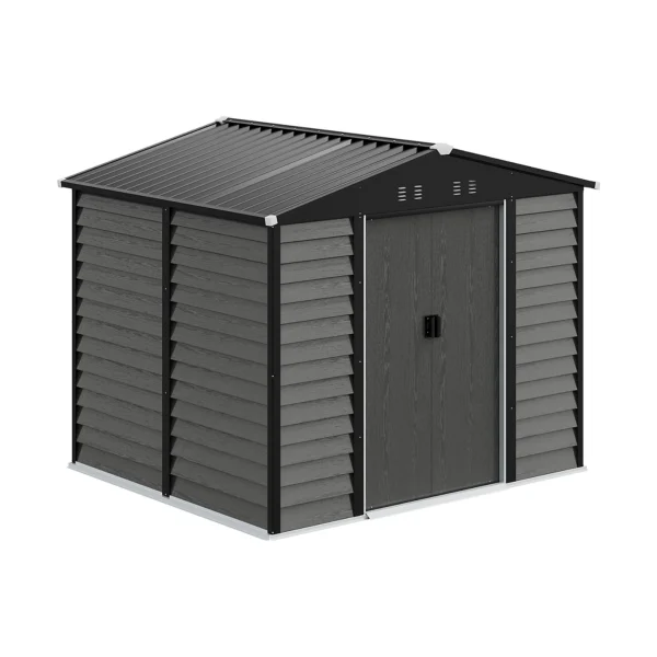 Living and Home 8'x6.5'  WoodField Metal Apex Shed with Foundation Grid - Grey - Image 5