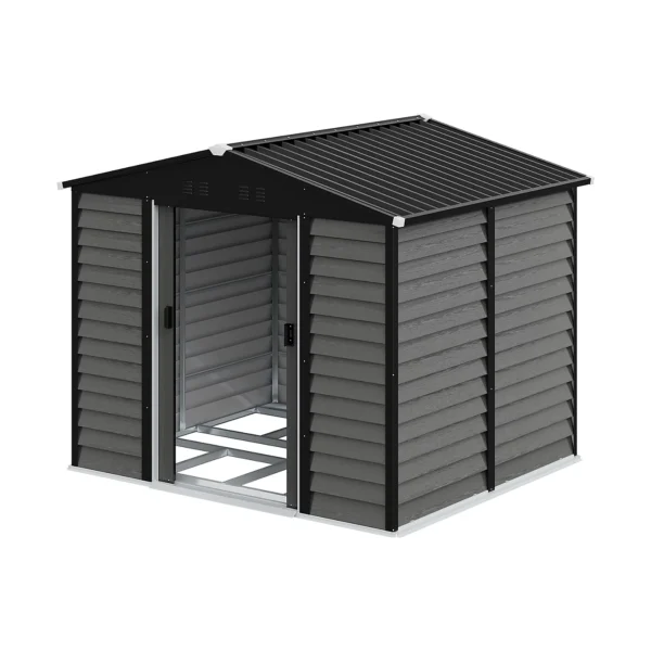 Living and Home 8'x6.5'  WoodField Metal Apex Shed with Foundation Grid - Grey - Image 6