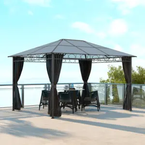 OutSunny 13x10 Hardtop Garden Gazebo with UV Resistant Polycarbonate Roof -Grey