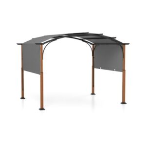 Pro-Tect 10x12 Arched Retractable Pergola with Sun Shade Canopy - Grey