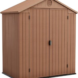 Keter 6'x4' Darwin Heavy Duty Plastic Garden Shed Double Door- Brown