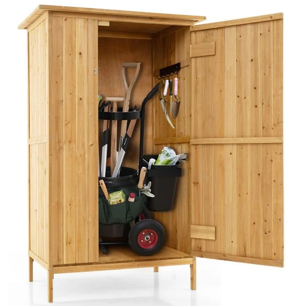 ProTect Timber Outdoor Garden  Storage Cabinet with Asphalt Roof and 3 Shelves