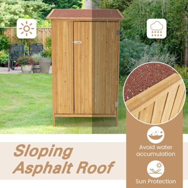 ProTect Timber Outdoor Garden  Storage Cabinet with Asphalt Roof and 3 Shelves - Image 7
