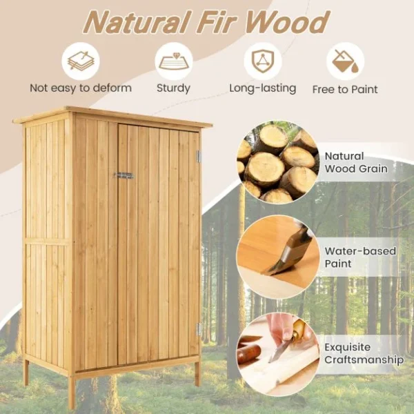 ProTect Timber Outdoor Garden  Storage Cabinet with Asphalt Roof and 3 Shelves - Image 9