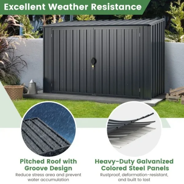 Pro-Tect 6'x 3' Double Metal Wheelie Bin Storage Unit / Bicycle Unit - Image 10