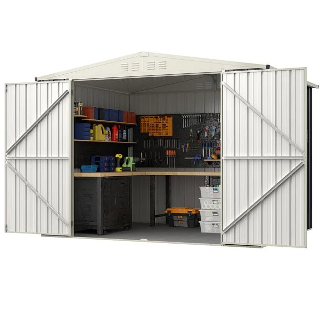 Pro-Tect 8'x6' Double Hinged Metal Apex Shed with Screw Kit -  Grey - Image 5
